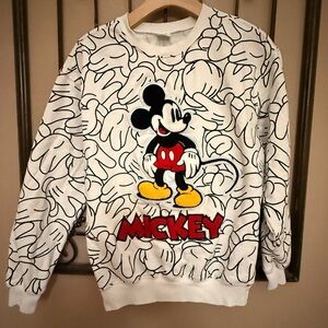 Disney Mickey Mouse White and Red Crewneck Sweater
